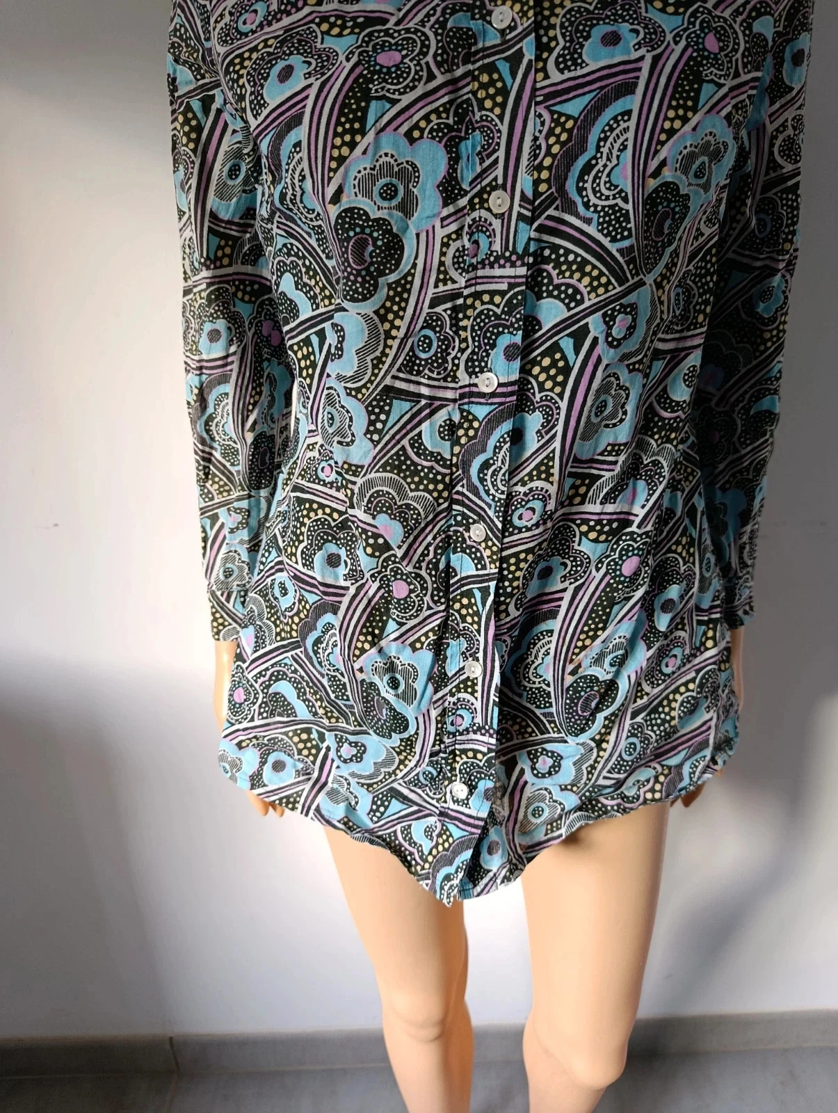 Retro bedrukte vloeiende blouse blauw/paars – T40 – Zeer goede staat – photo 5